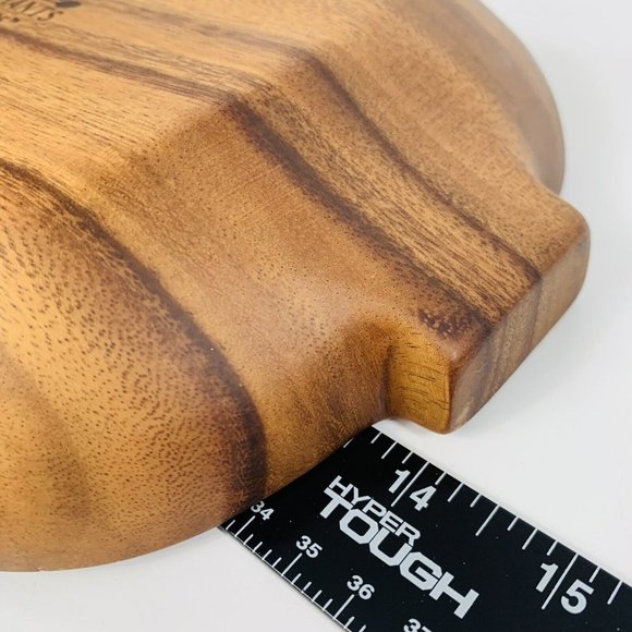 Monkey Pod Hand Craved Wooden Pineapple Shaped Tiki Serving Tray 2 Section - Picture 10 of 11